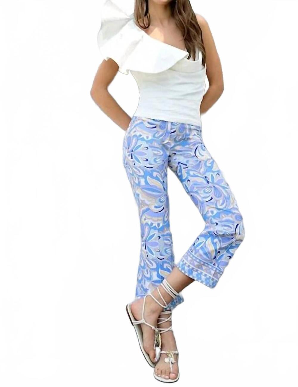 NEW ROBELL joella aknle length trousers in floral blue